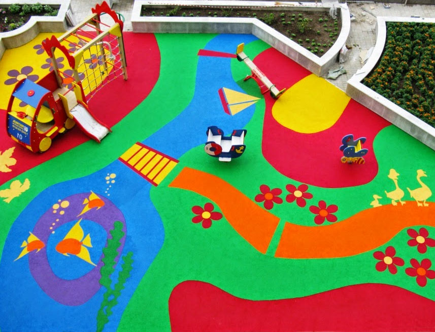 Бесшовное резиновое покрытие - детская площадка